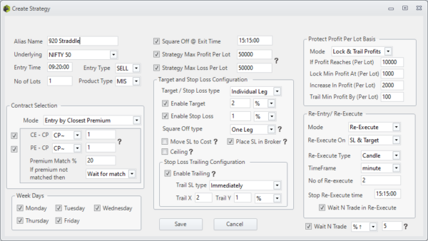 Time Based Options Straddle Options Strangle Create Strategy