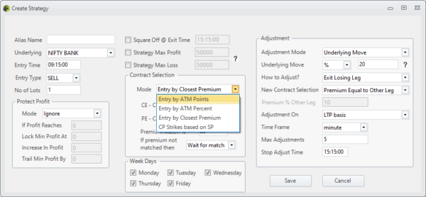 Straddle Strangle Auto Adjustment Create Strategy 2